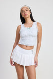 Women Soft Stretchy Lace Detailing with Ruffle Edge Lined Top Zarnesh