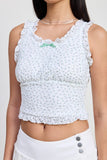 Women Soft Stretchy Lace Detailing with Ruffle Edge Lined Top Zarnesh
