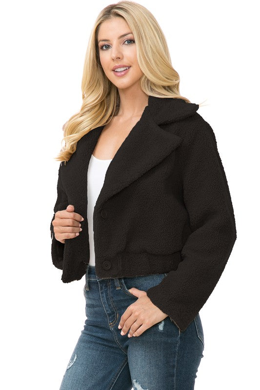 Women Solid Faux Fur Regular Long sleeve Jacket | Zarnesh