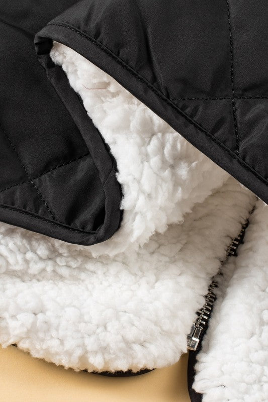 Women's Solid Fleece Lined Quilted Vest Coat | Zarnesh