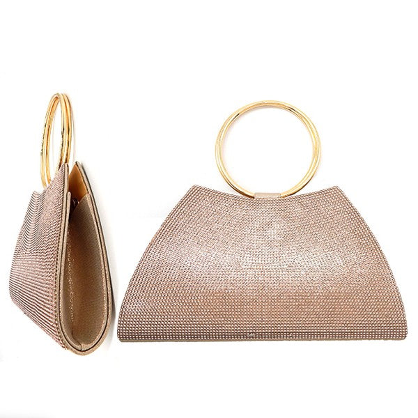 Women Sophisticated Trapezoid Round Handle Clutch Bag Zarnesh