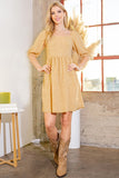 Women Spaghetti Tie Back Puff Sleeve Lined Skirt Woven Dress Zarnesh