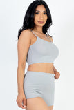 Women Spaghetti Strap Ribbed Top Biker Shorts Set | Zarnesh