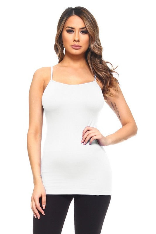 Women Spaghetti Straps Pull On Longline Seamless Cami Tank Top Zarnesh