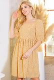 Women Spaghetti Tie Back Puff Sleeve Lined Skirt Woven Dress Zarnesh