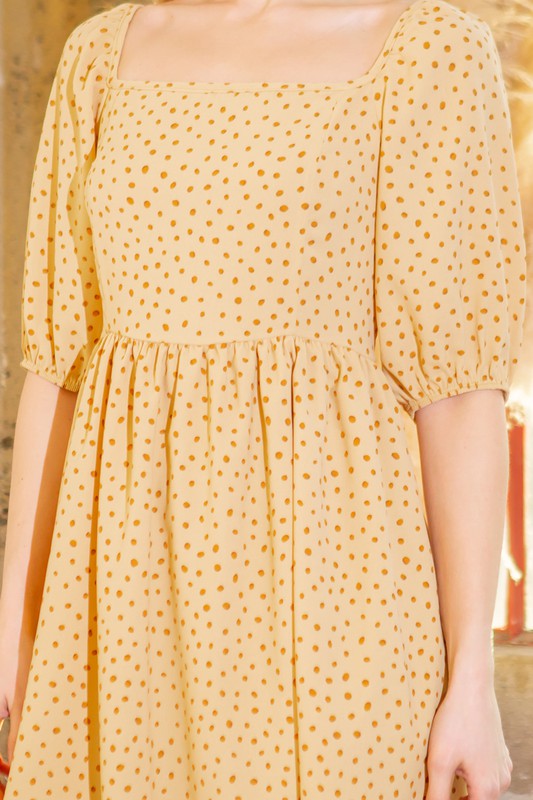 Women Spaghetti Tie Back Puff Sleeve Lined Skirt Woven Dress Zarnesh