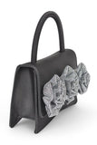 Women Sparkle Flower Top Handle Shoulder Chain Clutch Bag Zarnesh