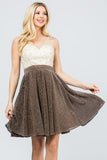 Women Sparkling Knit Jacquard A line Applique Mini Dress | Zarnesh
