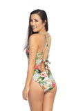 Women Split Strap Removable Soft Cup X Back Keyhole One Piece Zarnesh