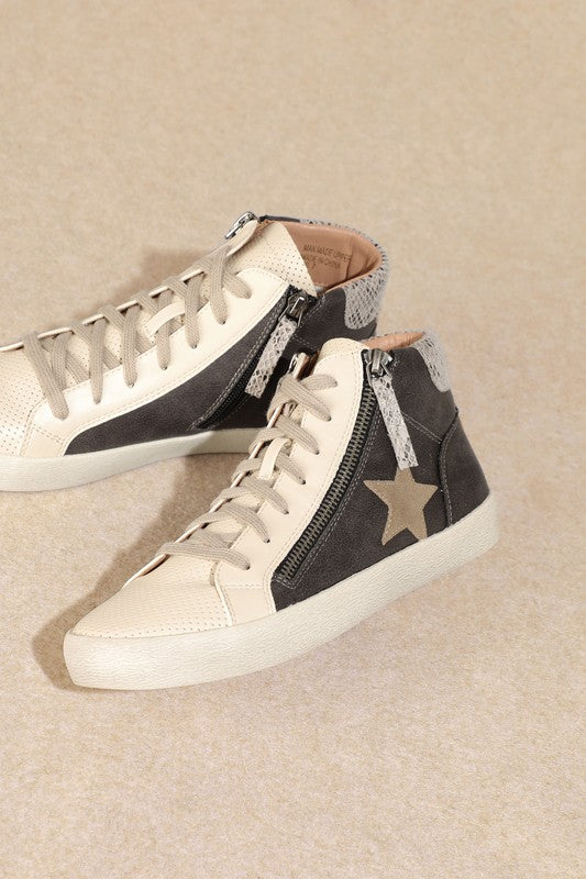 Women Star Embellished Round Toe High Top Sneakers | Zarnesh