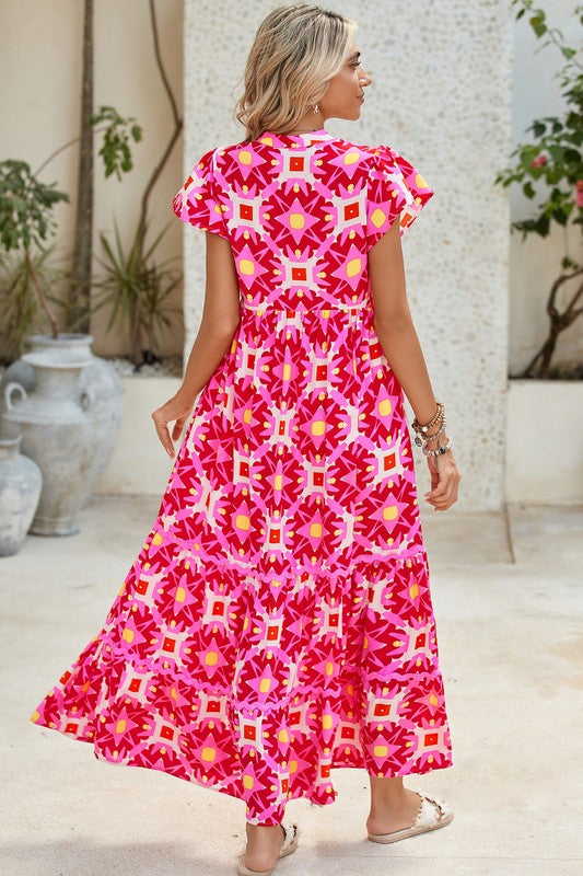 Women Strawberry Pink Full Length Relax Waistband Maxi Dress Zarnesh