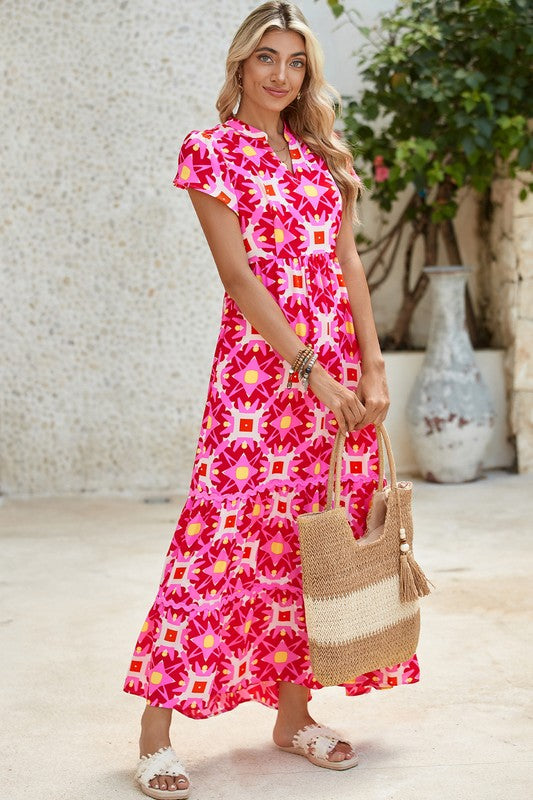Women Strawberry Pink Full Length Relax Waistband Maxi Dress Zarnesh