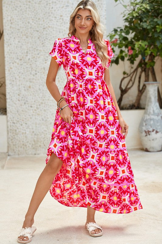 Women Strawberry Pink Full Length Relax Waistband Maxi Dress Zarnesh