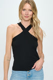 Women Stretchy Knit Criss Cross Sleeveless Versatile Style Top Zarnesh