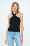 Women Stretchy Knit Criss Cross Sleeveless Versatile Style Top Zarnesh