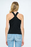 Women Stretchy Knit Criss Cross Sleeveless Versatile Style Top Zarnesh