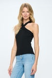 Women Stretchy Knit Criss Cross Sleeveless Versatile Style Top Zarnesh