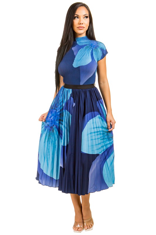 Women Summer Multi Print Elasticize Waist Maxi Dress Top Skirt Zarnesh