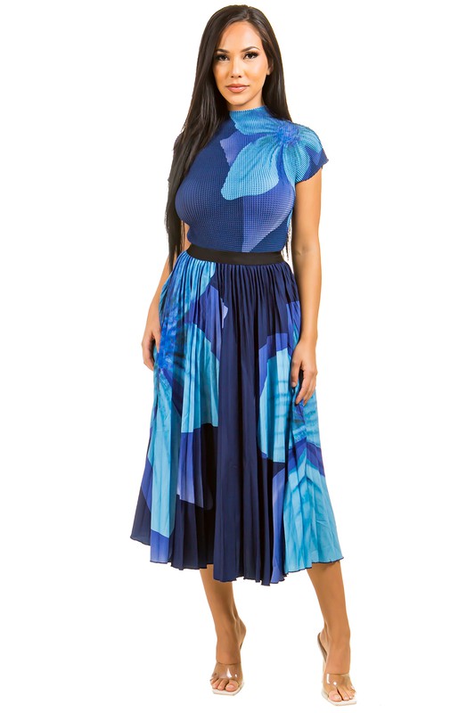 Women Summer Multi Print Elasticize Waist Maxi Dress Top Skirt Zarnesh