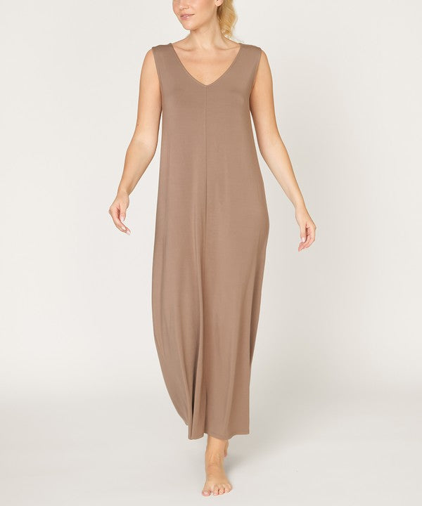 Women Summer Reversible V neck Sleeveless A Line Tank Dress Zarnesh