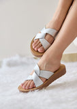 Women Summer Vera 3 Gold Criss Cross Round Toe Sandal Zarnesh