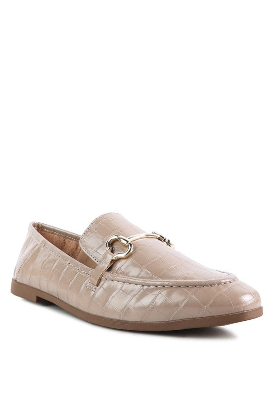 Women Casual Snok Almond Toe  Metal Buckle Loafers | Zarnesh