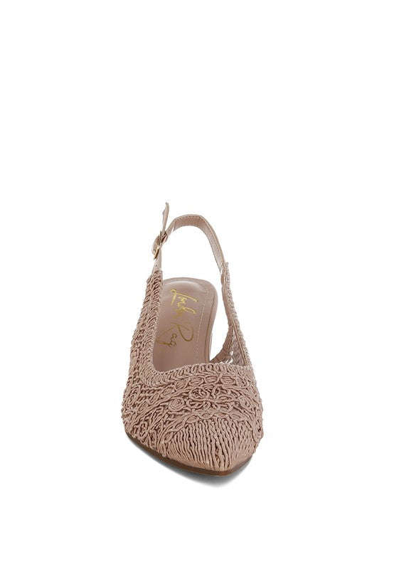Women Tolina Woven Pin Buckle Slingback Block Heel Sandals Zarnesh