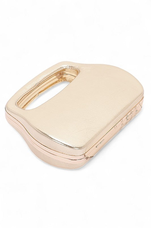 Women Top Handle Molded Metallic Compact Size Clutch Swing Bag Zarnesh