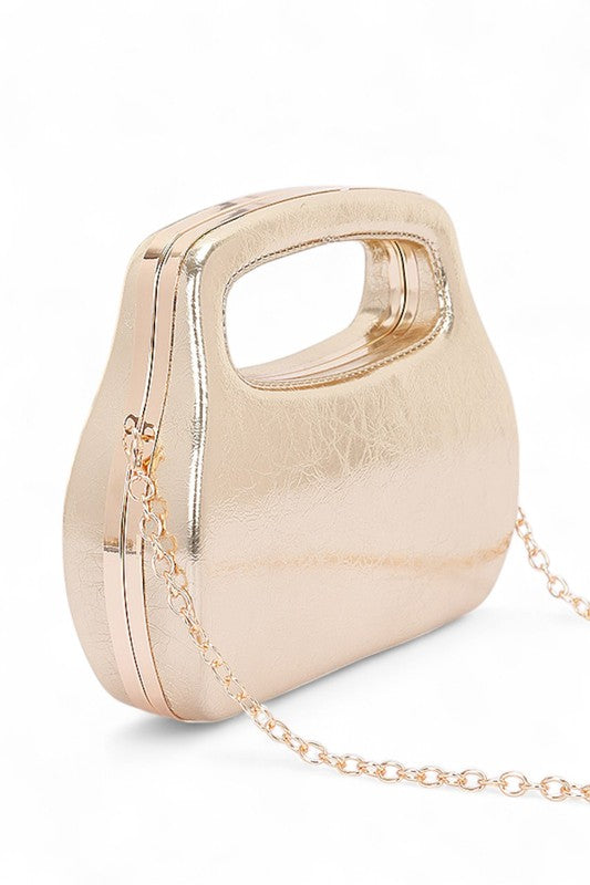 Women Top Handle Molded Metallic Compact Size Clutch Swing Bag Zarnesh