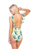 Women Tropical Ruffled Strap Removable pads One Piece Swimsuit Zarnesh