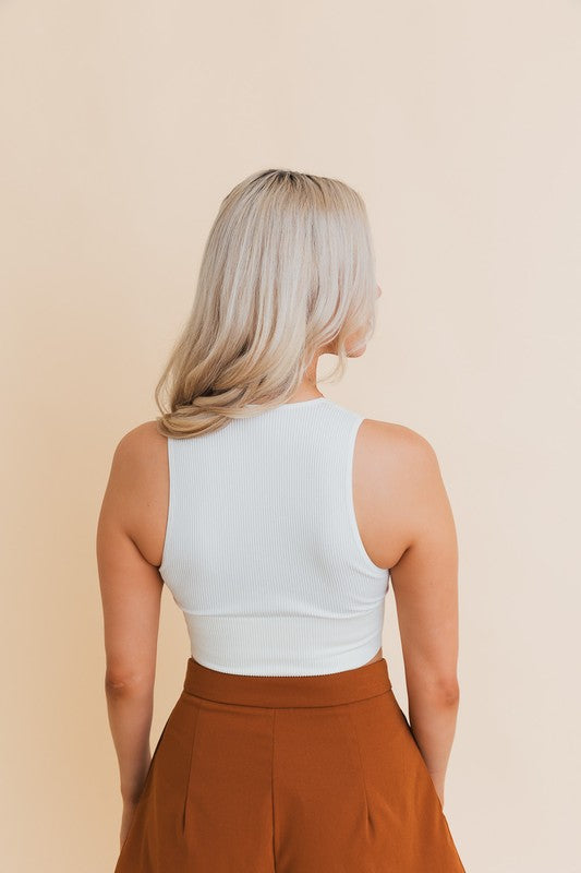 Women Ultra Comfy Everyday Plunge Neckline Ribbed Crop Top Zarnesh