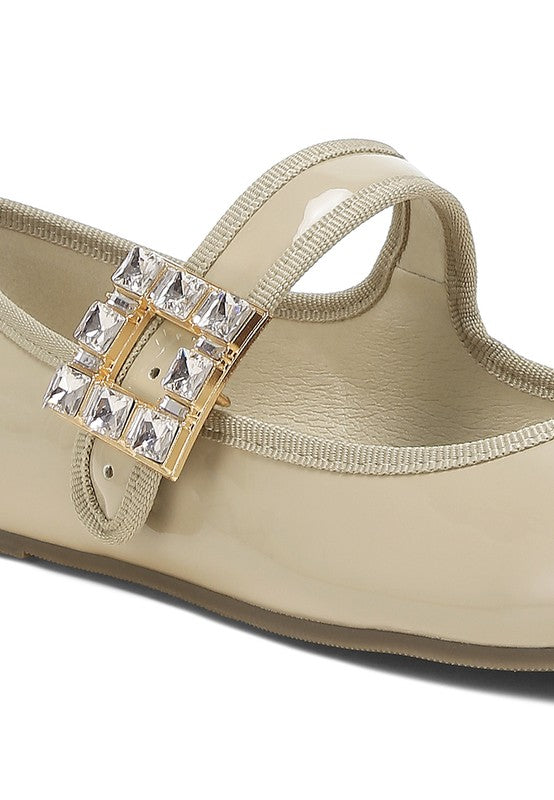 Women Upstage Crystal Buckle Mary Jane Ballerinas | Zarnesh