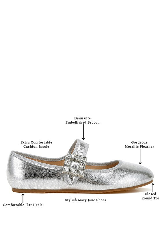 Women Upstage Crystal Buckle Mary Jane Ballerinas | Zarnesh