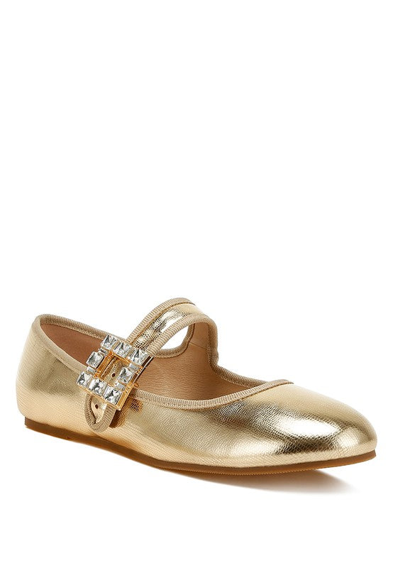 Women Upstage Crystal Buckle Mary Jane Ballerinas | Zarnesh