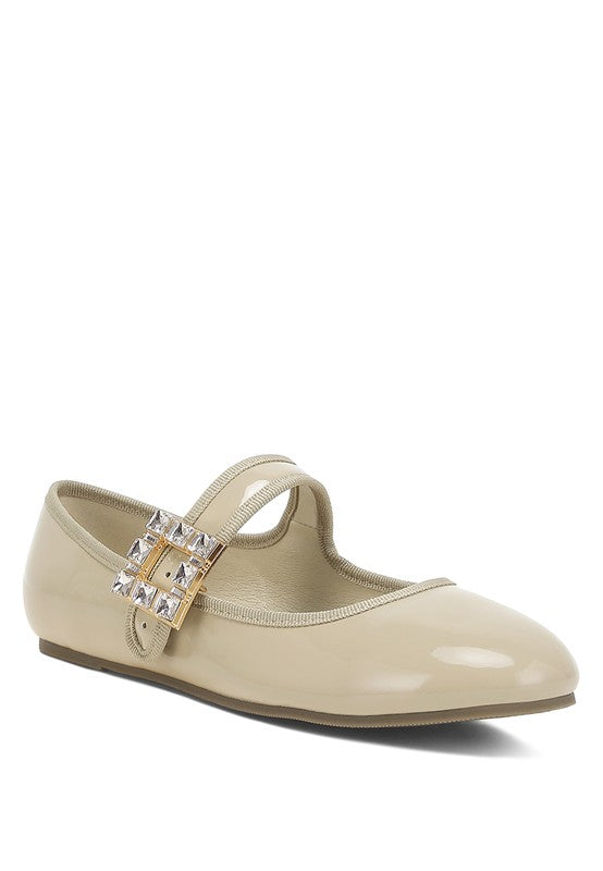 Women Upstage Crystal Buckle Mary Jane Ballerinas | Zarnesh