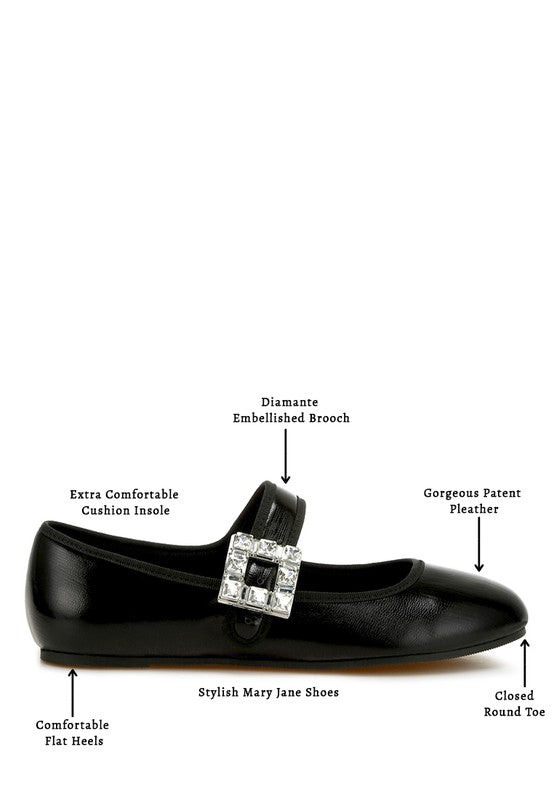 Women Upstage Crystal Buckle Mary Jane Ballerinas | Zarnesh