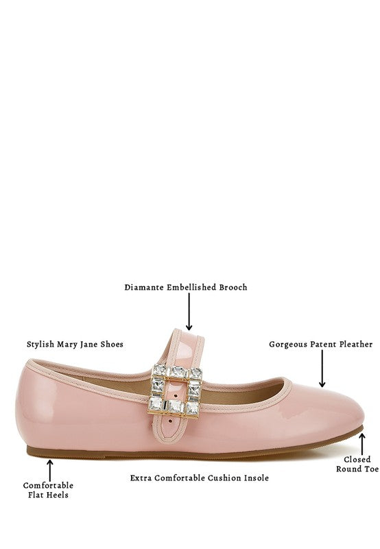 Women Upstage Crystal Buckle Mary Jane Ballerinas | Zarnesh