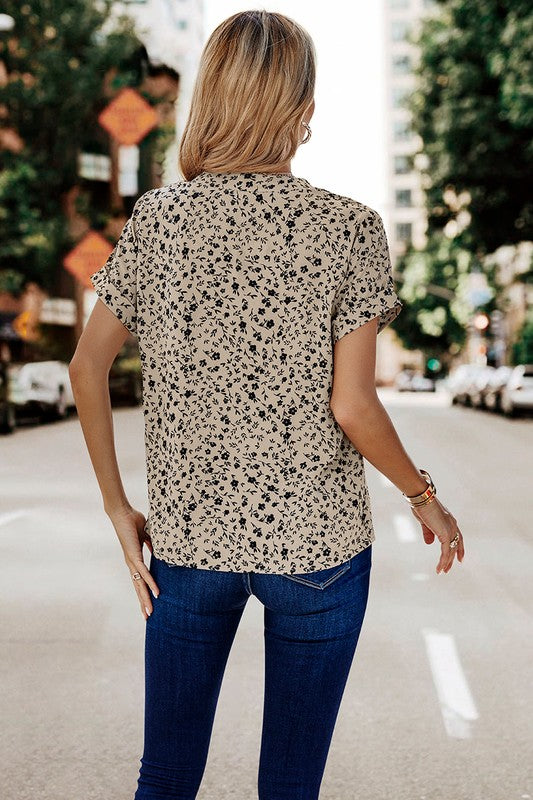 Women’s V Neck Floral Print Batwing Sleeve Blouse | Zarnesh