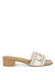 Women Vacay Babe Lake Como Beaded Slip On Low Block Heels Zarnesh