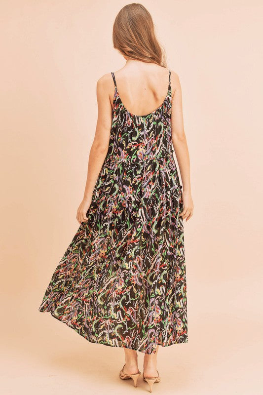 Women Violetta V Neck Tiered Sleeveless Pockets Maxi Dress Zarnesh