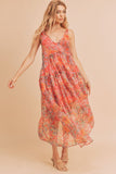Women Violetta V Neck Tiered Sleeveless Pockets Maxi Dress Zarnesh