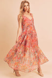 Women Violetta V Neck Tiered Sleeveless Pockets Maxi Dress Zarnesh