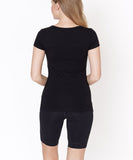 Women Bamboo V Neck Short Sleeve Hip Length Fitted Top Zarnesh
