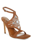 Women Warda Jeweled Shiny Stiletto Ankle Strap Heels Zarnesh