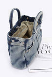 Women Washed Denim Top Handle Convertible Bag Zarnesh