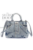 Women Washed Denim Top Handle Convertible Bag Zarnesh