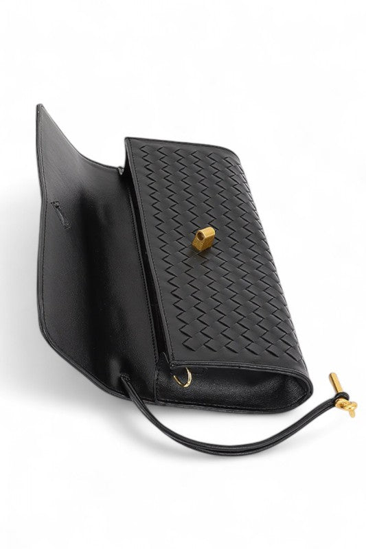 Womens Weaved Faux Leather Top Handle City Clutch Bag |Zarnesh