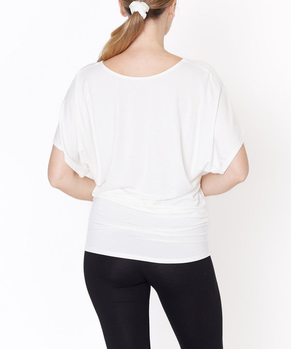 Women Bamboo SK Signature Dolman Sleeves U Neck Tunic Top Zarnesh