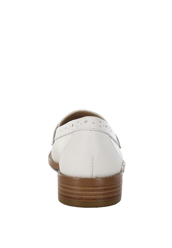 Women Clotilda Perforated Plush Cushion Low Heel Loafers Zarnesh