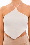 Women Halter Sleeveless Criss Cross Crochet Knit Top | Zarnesh